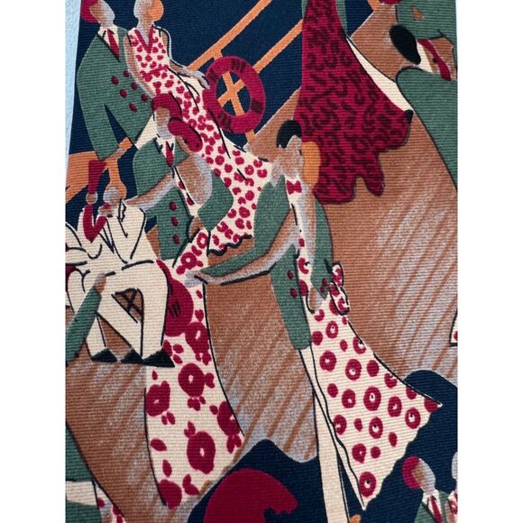 Adams Row The Rogue Vintage Silk Tie People Scene Vintage Cruise Boat Yacht - Picture 8 of 9